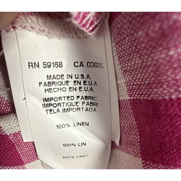Karen Kane Size XL Linen Pink & White Check Button-Up Rope Belt Shirt Dress - Picture 8 of 11